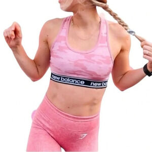 New Balance Pink Army Print Sports Bra